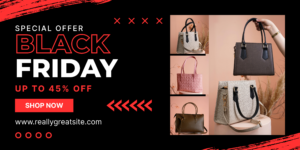 Red Black and White Modern Black Friday Sale Banner Landscape