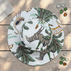 Women’s-white-safari-printed-summer-hat-for stylish-outdoor fashion-in-India